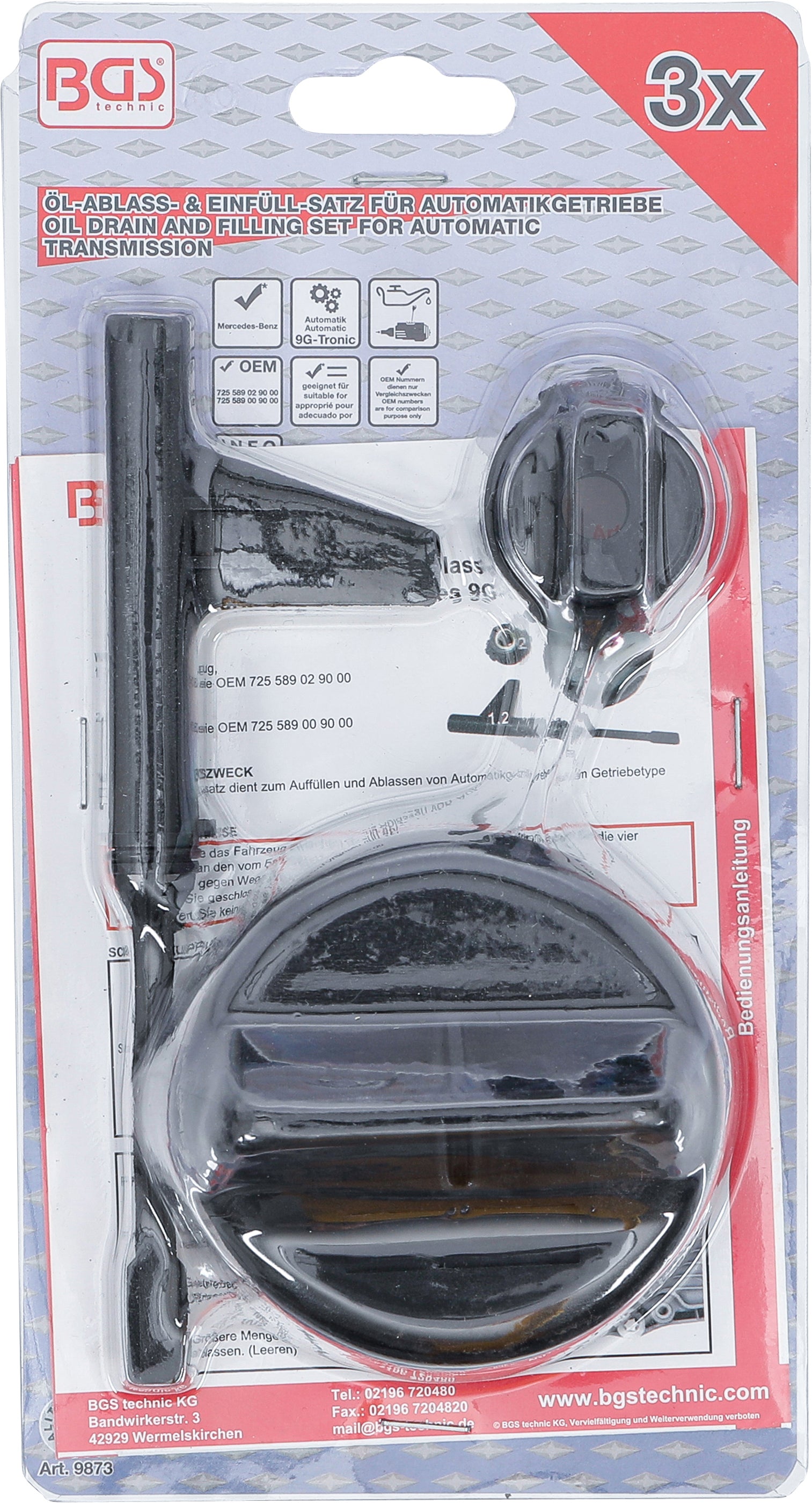 Oil drain and fill kit for automatic transmissions | for Mercedes-Benz 9G-Tronic