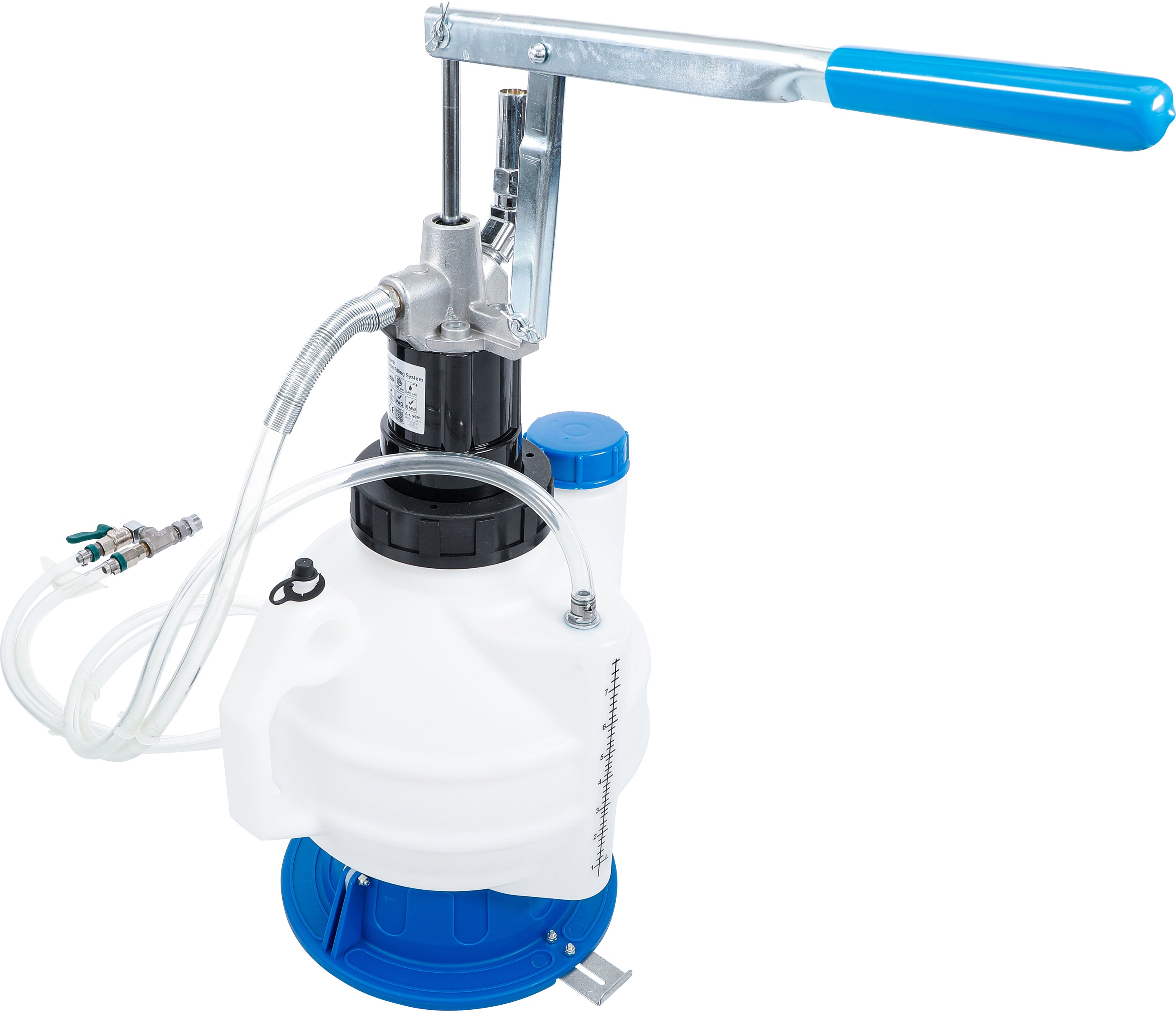 Gear oil filling device with hand pump | with return system | with 8 adapters | 7 l