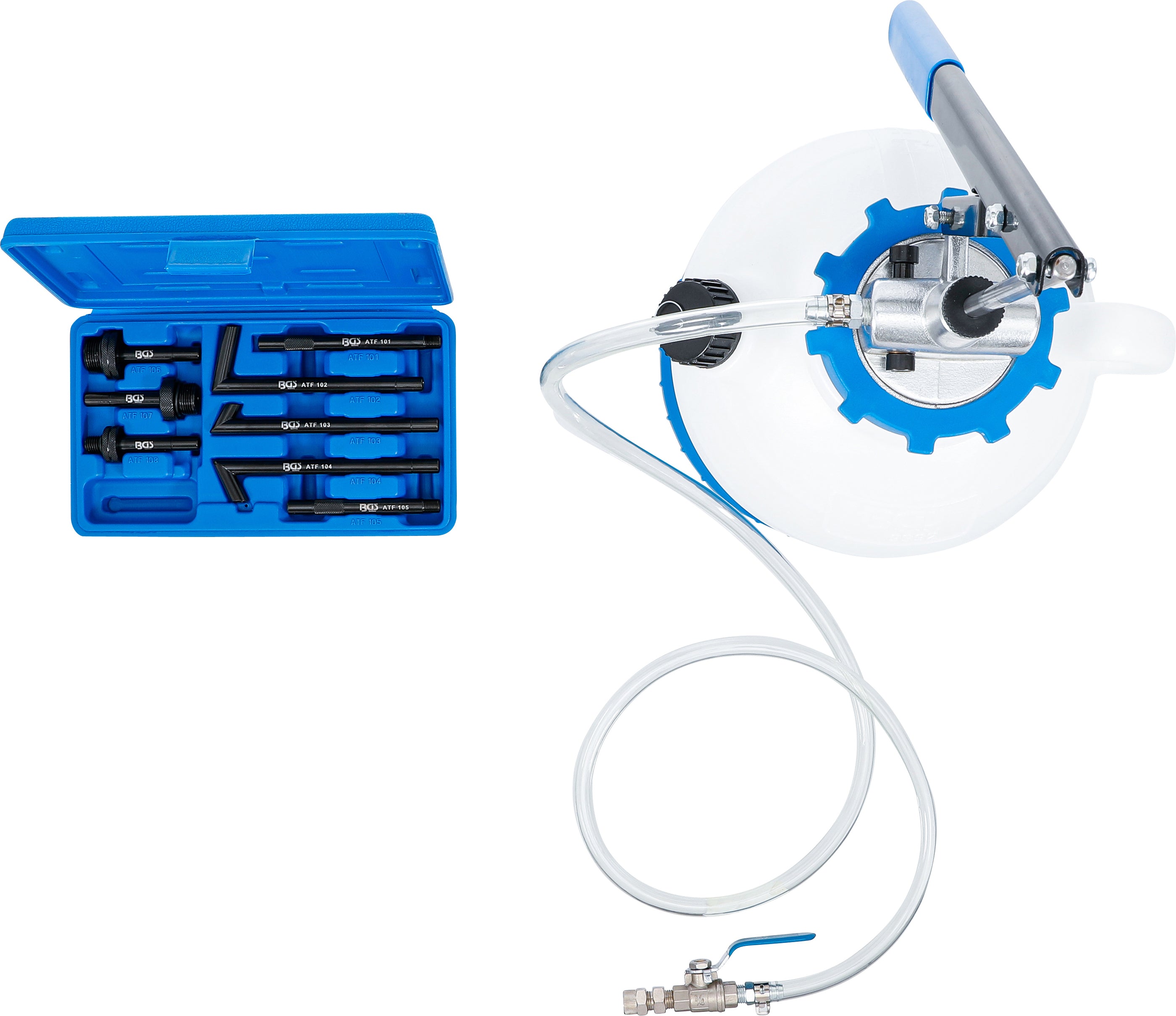 Gear oil filling device with hand pump | with 8 adapters | 7 l