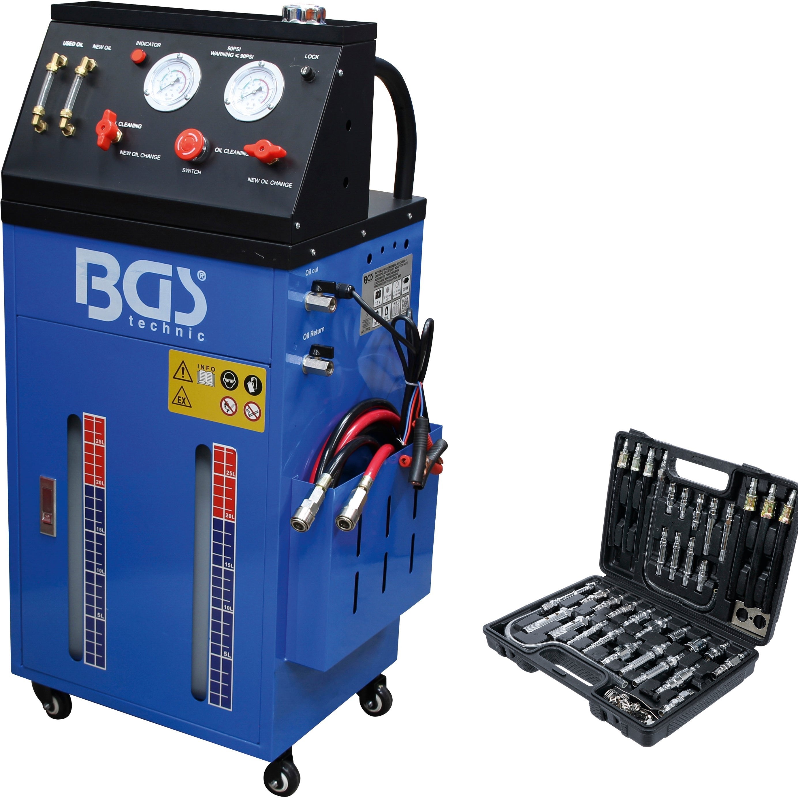 Automatic transmission fluid change/cleaning device with adapter set 