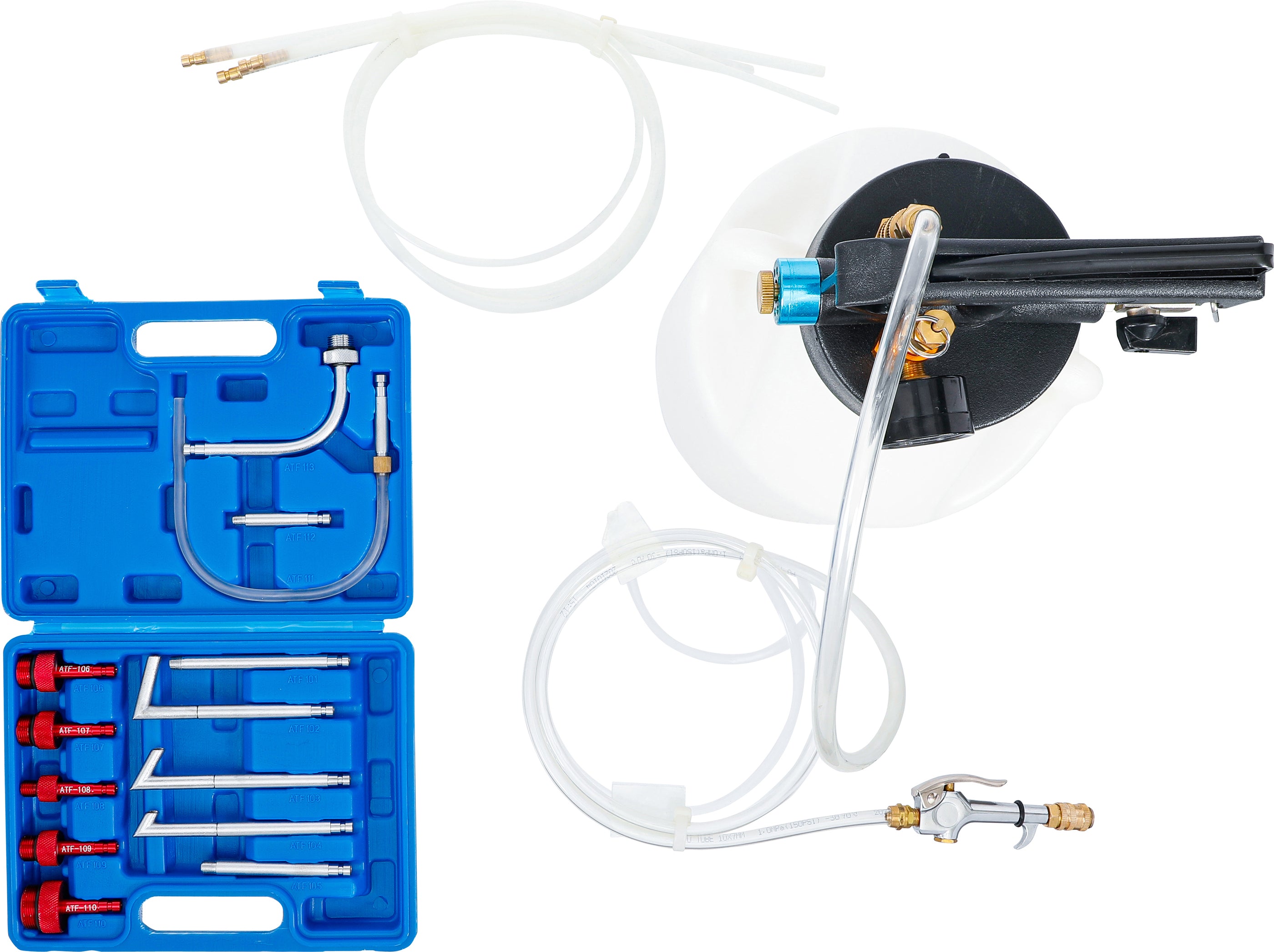 Compressed air oil extraction and filling device 