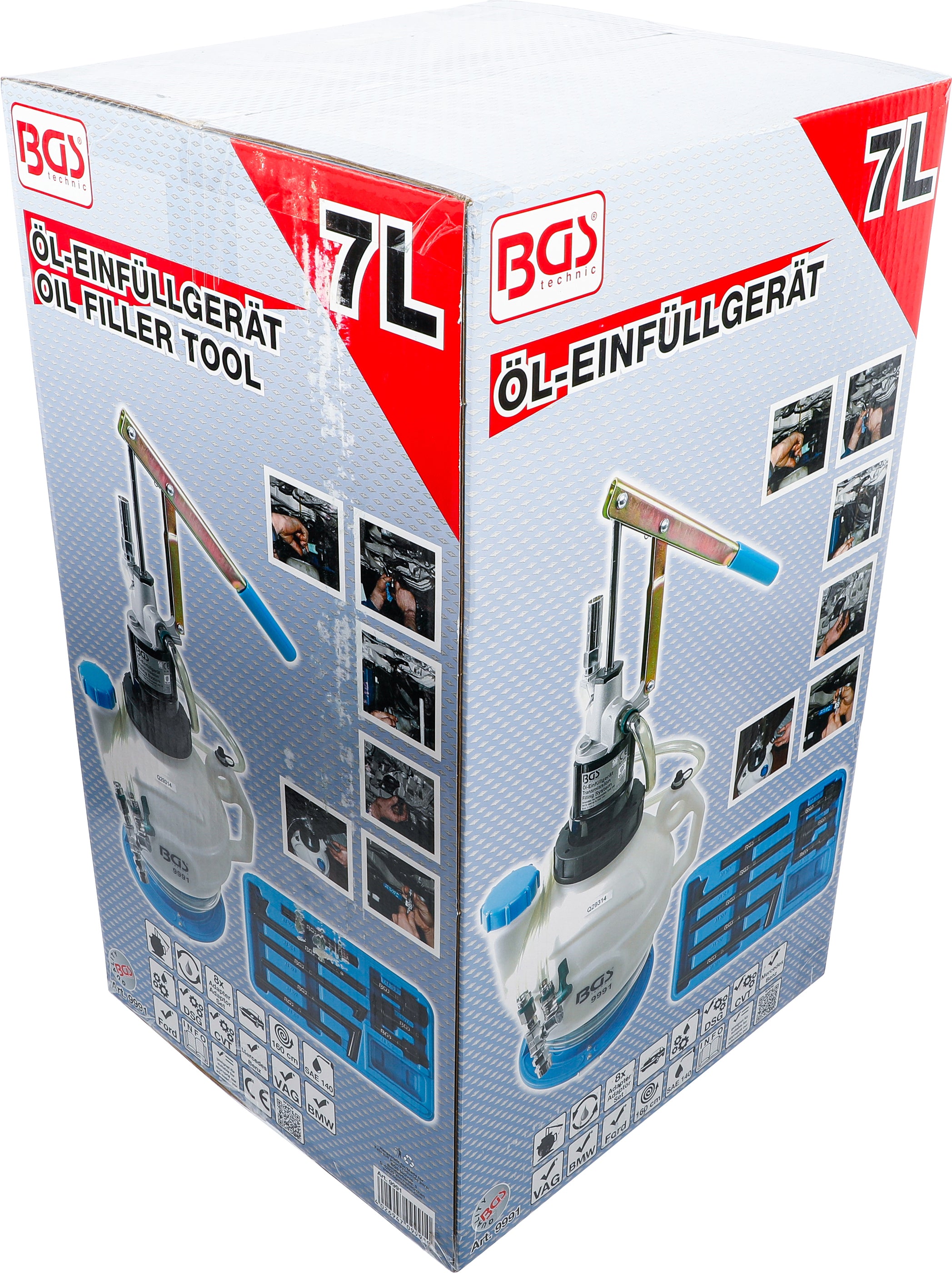 Gear oil filling device with hand pump | with return system | with 8 adapters | 7 l 